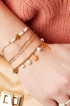 Bracelet perles et coeur Or Acier inoxydable h5 Image2